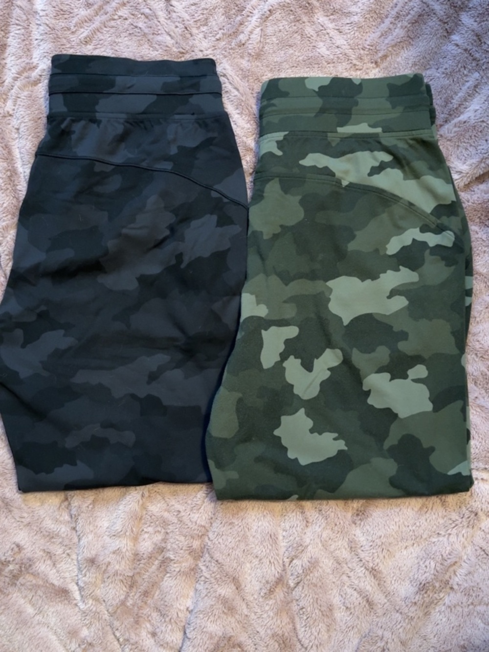 Women's Lululemon Camo joggers 2 pairs, black and green